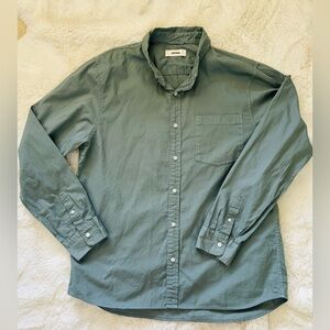Buck Mason Sea Foam/Olive  Green Long Sleeve Button Up Collared Shirt Size XL